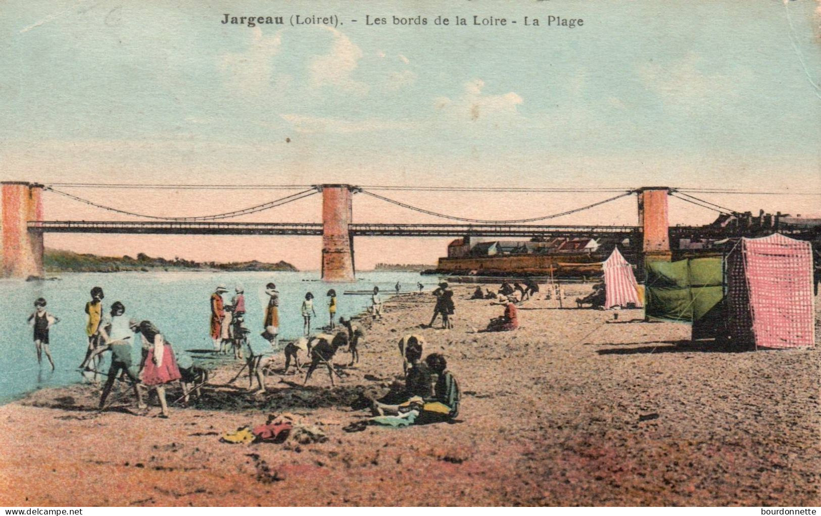 JARGEAU -- Les Bords De La Loire --La Plage (très Animée ) ....carte Colorisée............à Saisir - Jargeau