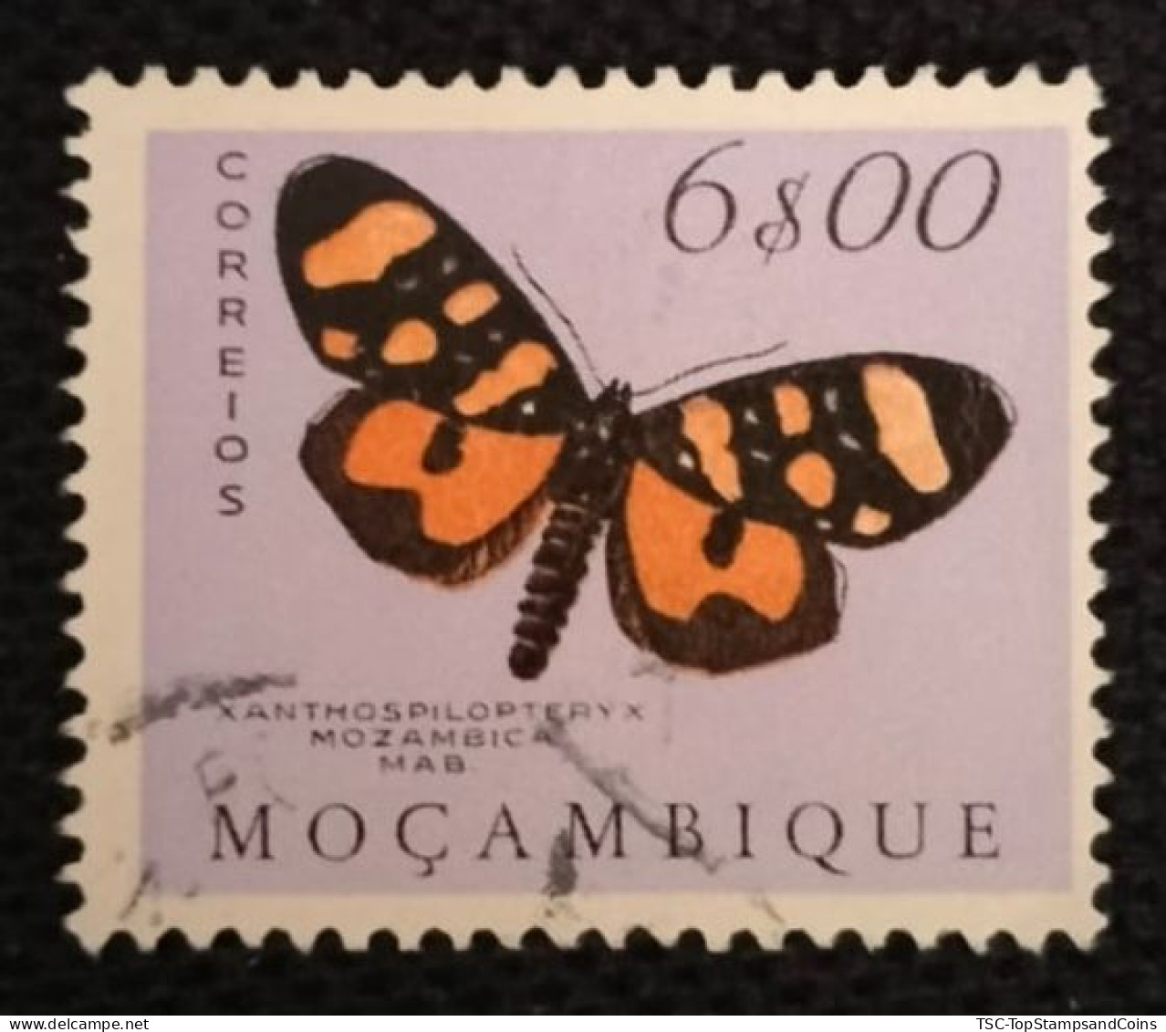 MOZPO0404U9 - Mozambique Butterflies - 6$00 Used Stamp - Mozambique - 1953 - Mozambique