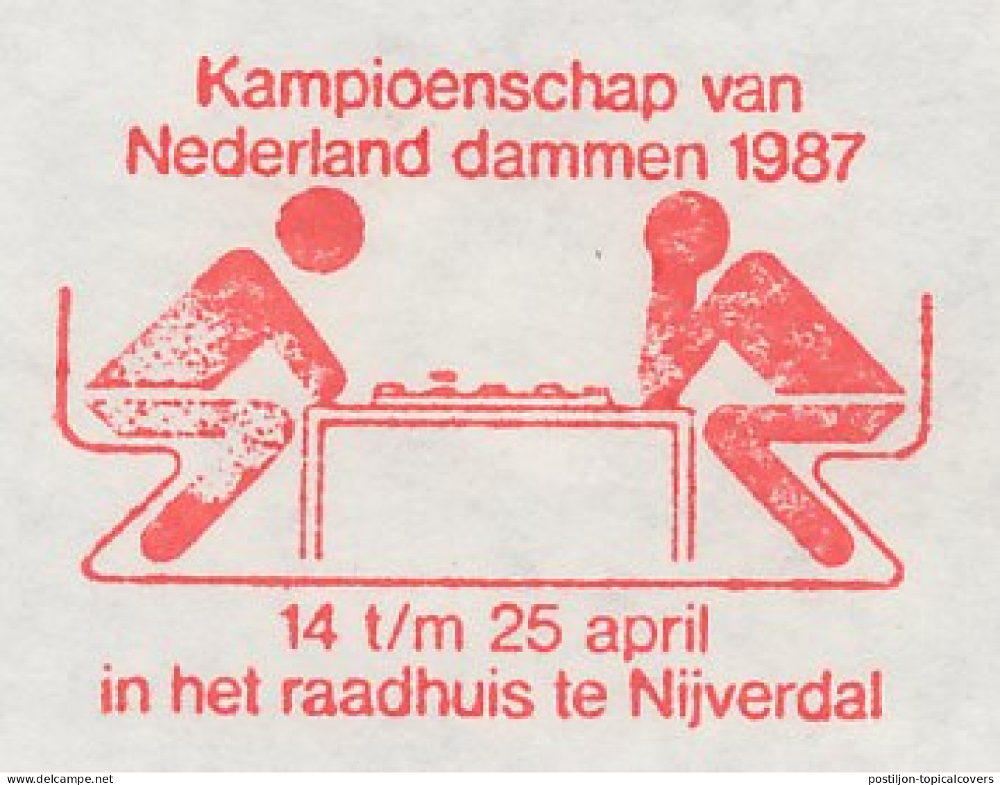 Meter Proof / Test Cover Netherlands 1987 Dutch Draughts Championship 1987 - Nijverdal - Sin Clasificación