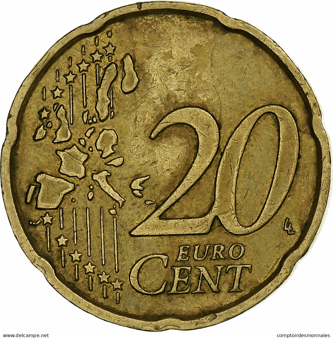 Italie, 20 Euro Cent, 2002, Or Nordique, TTB - Italia