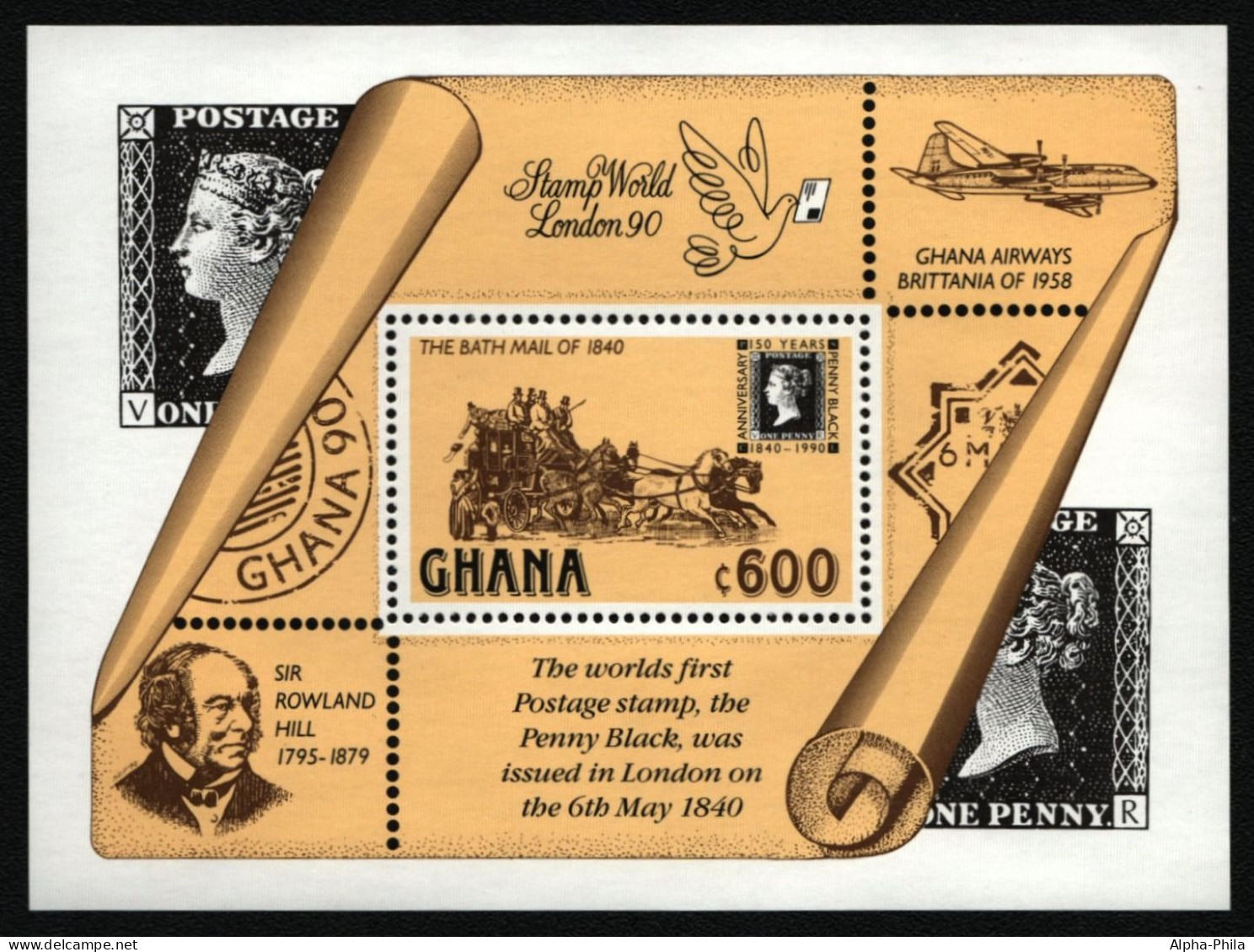 Ghana 1990 - Mi-Nr. Block 156 ** - MNH - Penny Black - Ghana (1957-...)