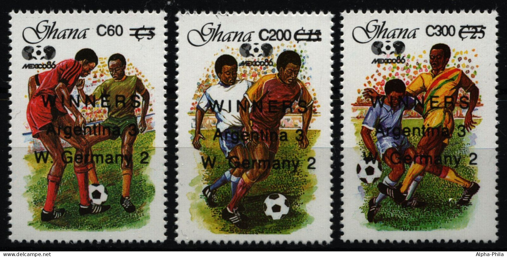 Ghana 1989 - Mi-Nr. 1270-1272 ** - MNH - Fußball / Soccer - Ghana (1957-...)