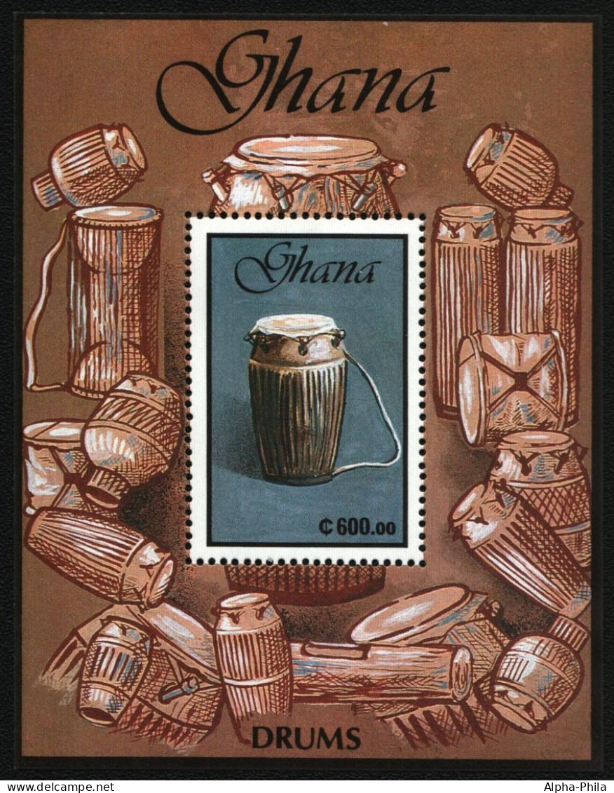 Ghana 1991 - Mi-Nr. Block 169 ** - MNH - Trommeln / Drums - Ghana (1957-...)