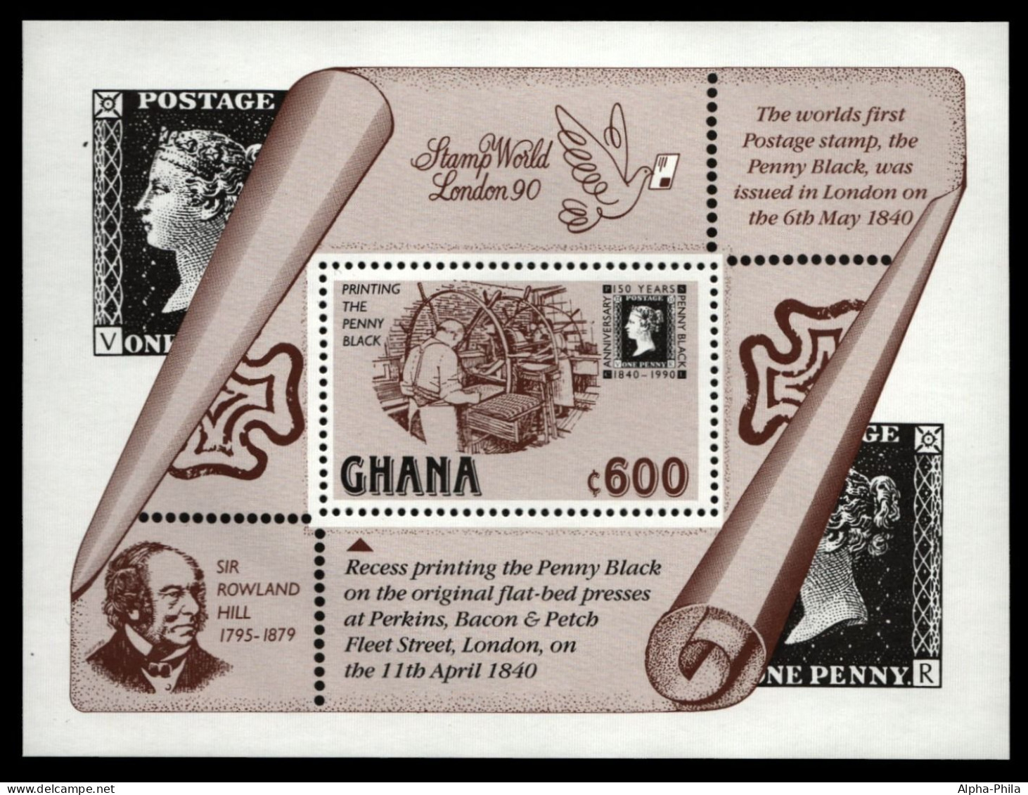 Ghana 1990 - Mi-Nr. Block 155 ** - MNH - Penny Black - Ghana (1957-...)