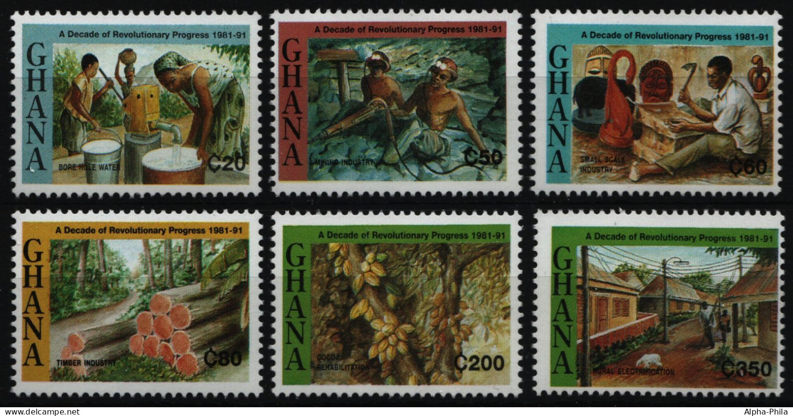 Ghana 1991 - Mi-Nr. 1625-1630 ** - MNH - Dezember-Revolution - Ghana (1957-...)