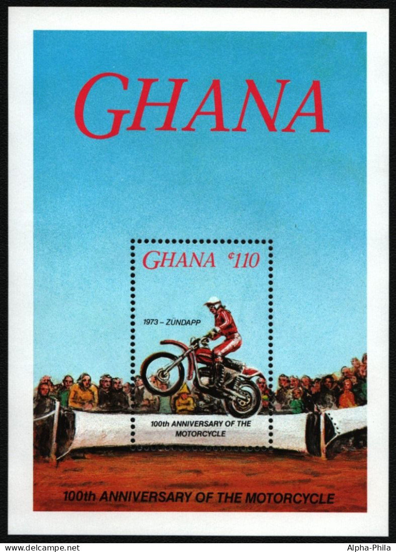 Ghana 1985 - Mi-Nr. Block 118 ** - MNH - Motorräder / Motor Bikes - Ghana (1957-...)