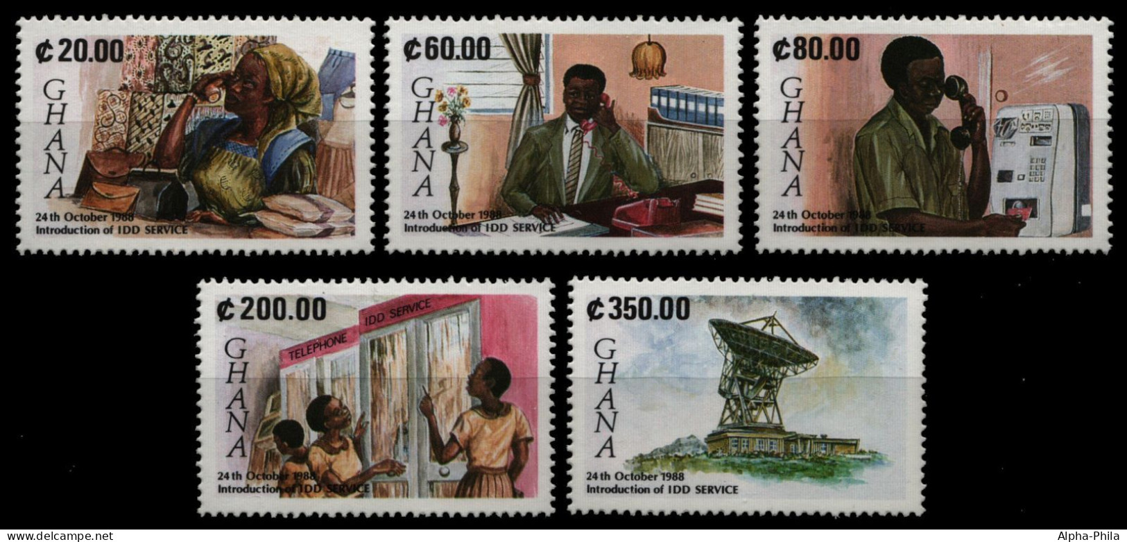 Ghana 1990 - Mi-Nr. 1392-1396 ** - MNH - Telefon-Selbstwähldienst - Ghana (1957-...)