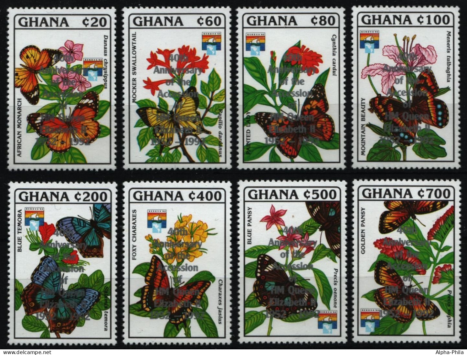 Ghana 1992 - Mi-Nr. 1721-1728 ** - MNH - Schmetterlinge / Butterflies - Ghana (1957-...)