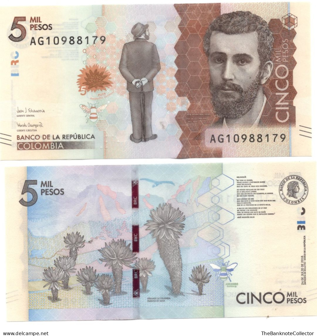 Colombia 5000 Pesos 2018 P-459 UNC Prefix AG - Colombie