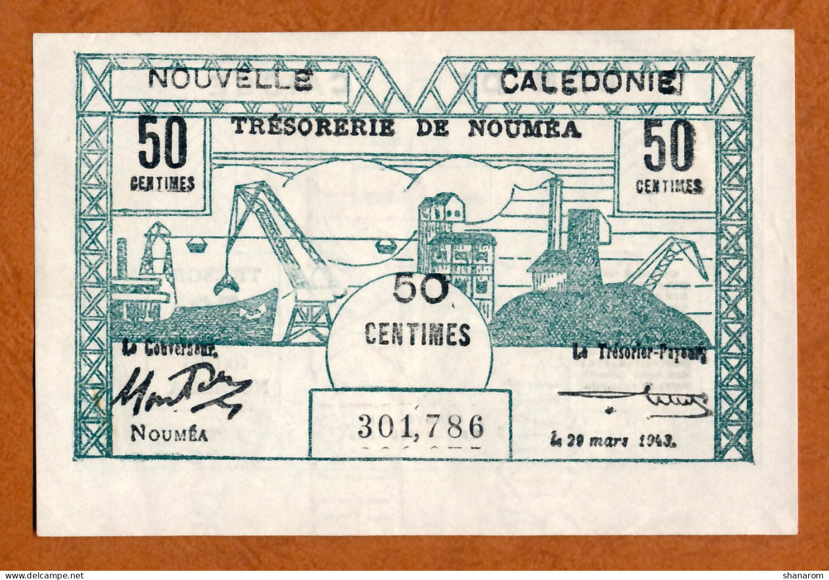 1943 // NOUVELLE CALEDONIE // TRESORERIE DE NOUMEA // 50 Centimes // XF // SUP - Nouvelle-Calédonie 1873-1985