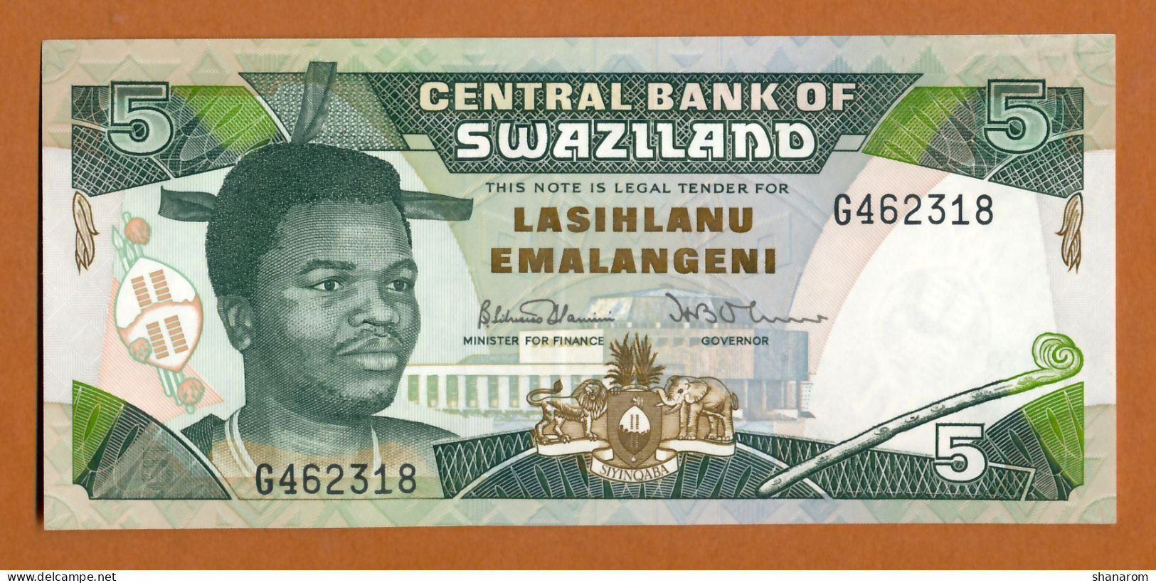 1990 // CENTRAL BANK OF SWAZILAND // FIVE EMALANGENI // UNC-NEUF - Swasiland