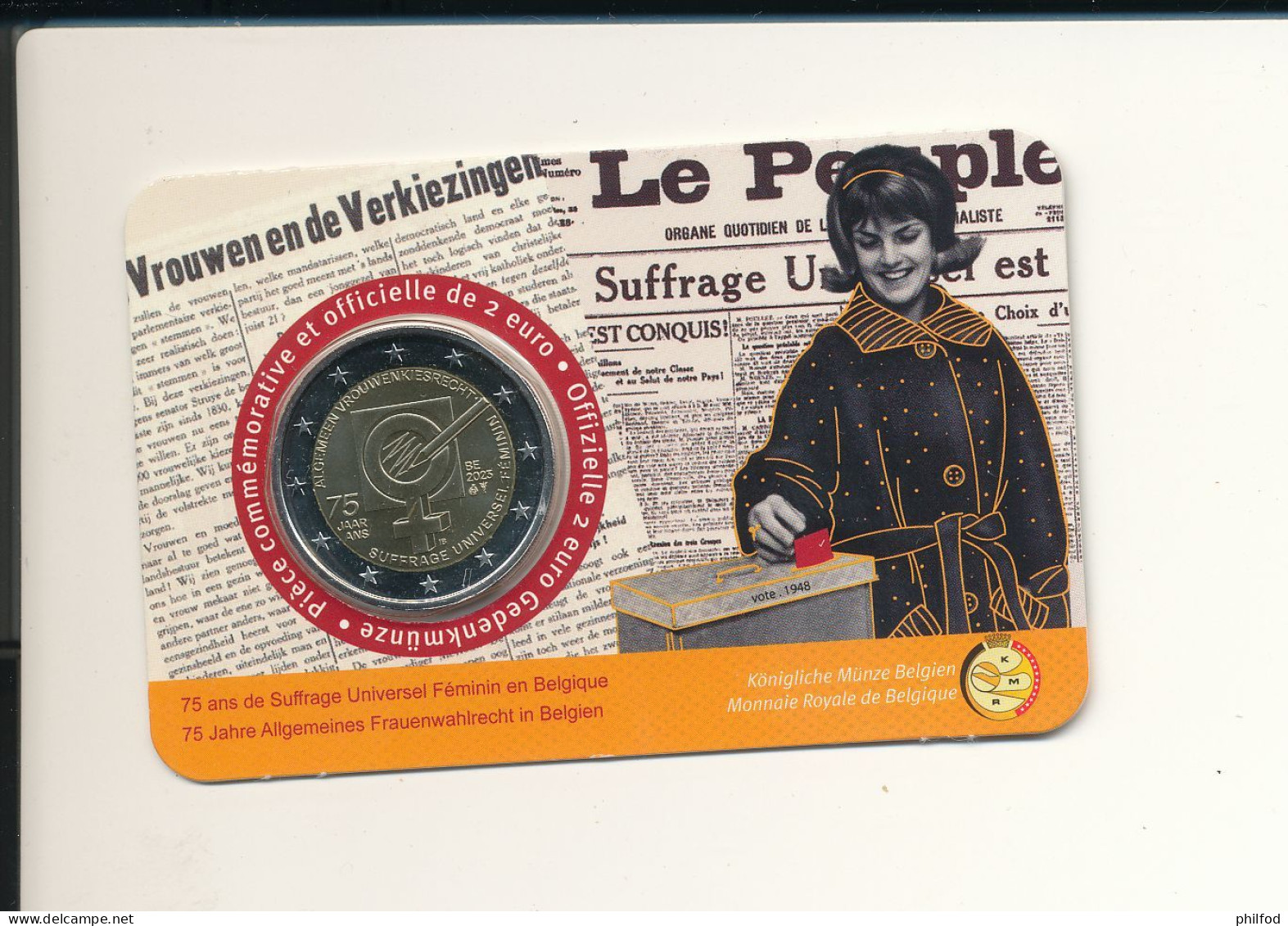 Belgique  -  2 Euro Commémorative - 2023  - Coincards  - 75 Ans Du Suffrage Universel Féminin - Collections