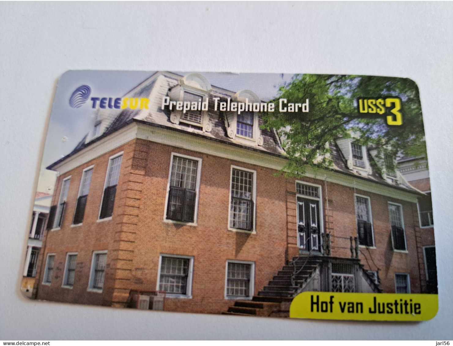 SURINAME US $ 3,-     PREPAID / TELESUR  /  HOF VAN JUSTITIE/      / FINE USED CARD            **16426** - Suriname