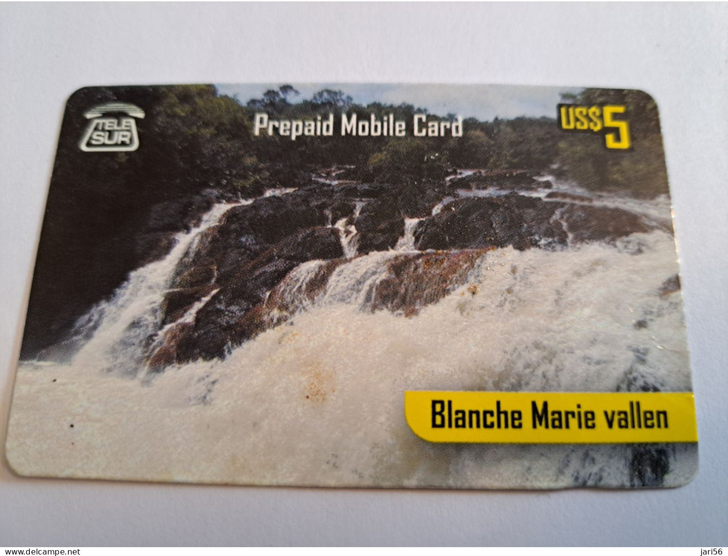 SURINAME US $ 5,-     PREPAID / TELESUR  /  BLANCHE MARIE VALLEN /      / FINE USED CARD            **16428** - Suriname