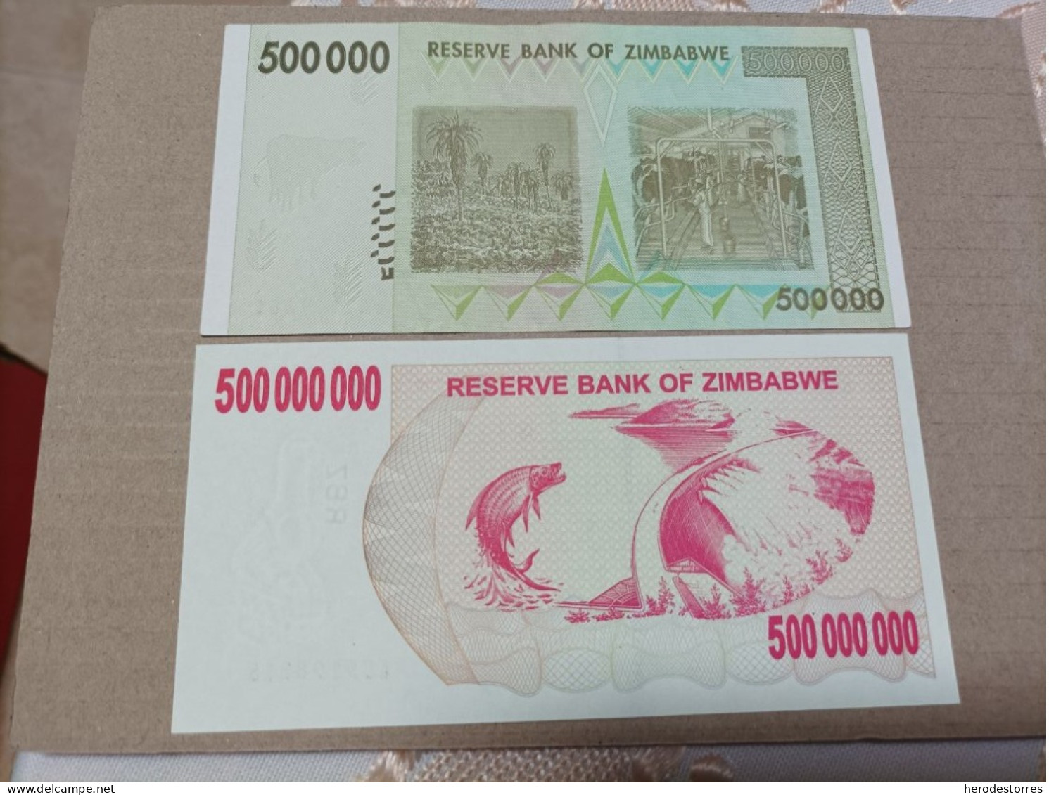 Billetes Zimbabwe, 500000000 Millones De Dólares Y 500000 Dólares, Año 2008, UNC - Simbabwe