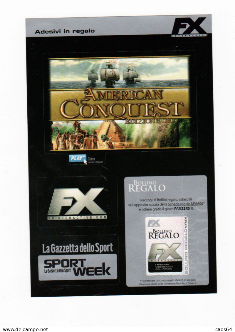 American CONQUEST FX Foglio Adesivi Games PC Vintage 18 X 12 Cm - Autocollants