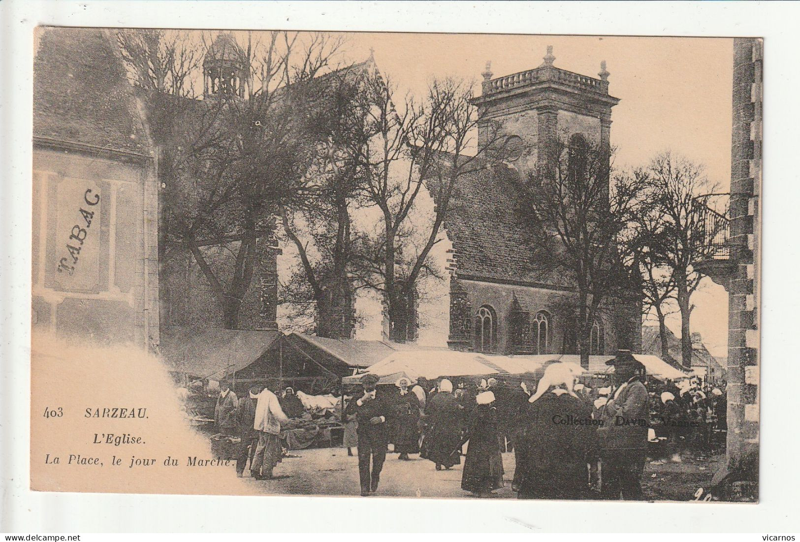 CP 56 SARZEAU L'église La Place Le Jour Du Marché - Sarzeau