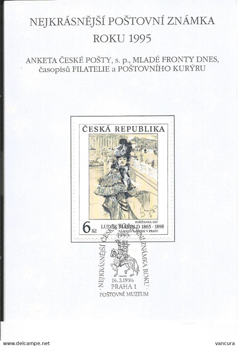 Commemorative Sheet Czech Republic Best Czech Stamp Poll  Of 1995 - Ludek Marold - Altri & Non Classificati