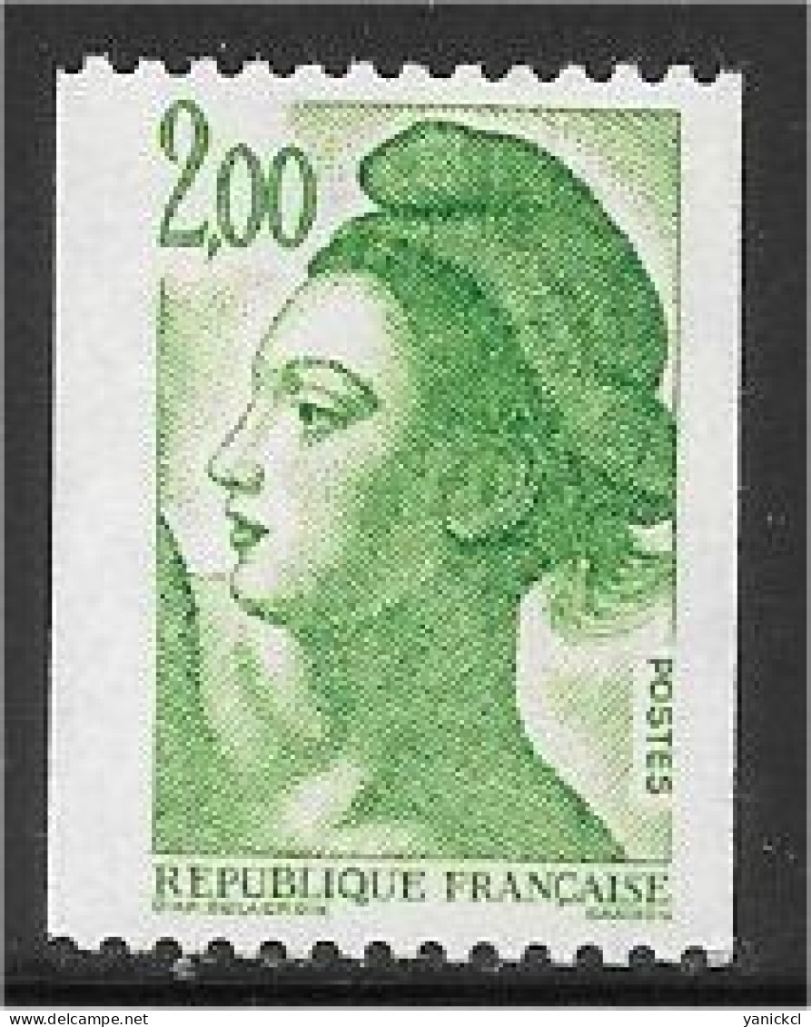 Liberté - Roulette - 2 F. - Vert - (1987) - Y & T N° 2487 ** - 1982-1990 Liberté (Gandon)