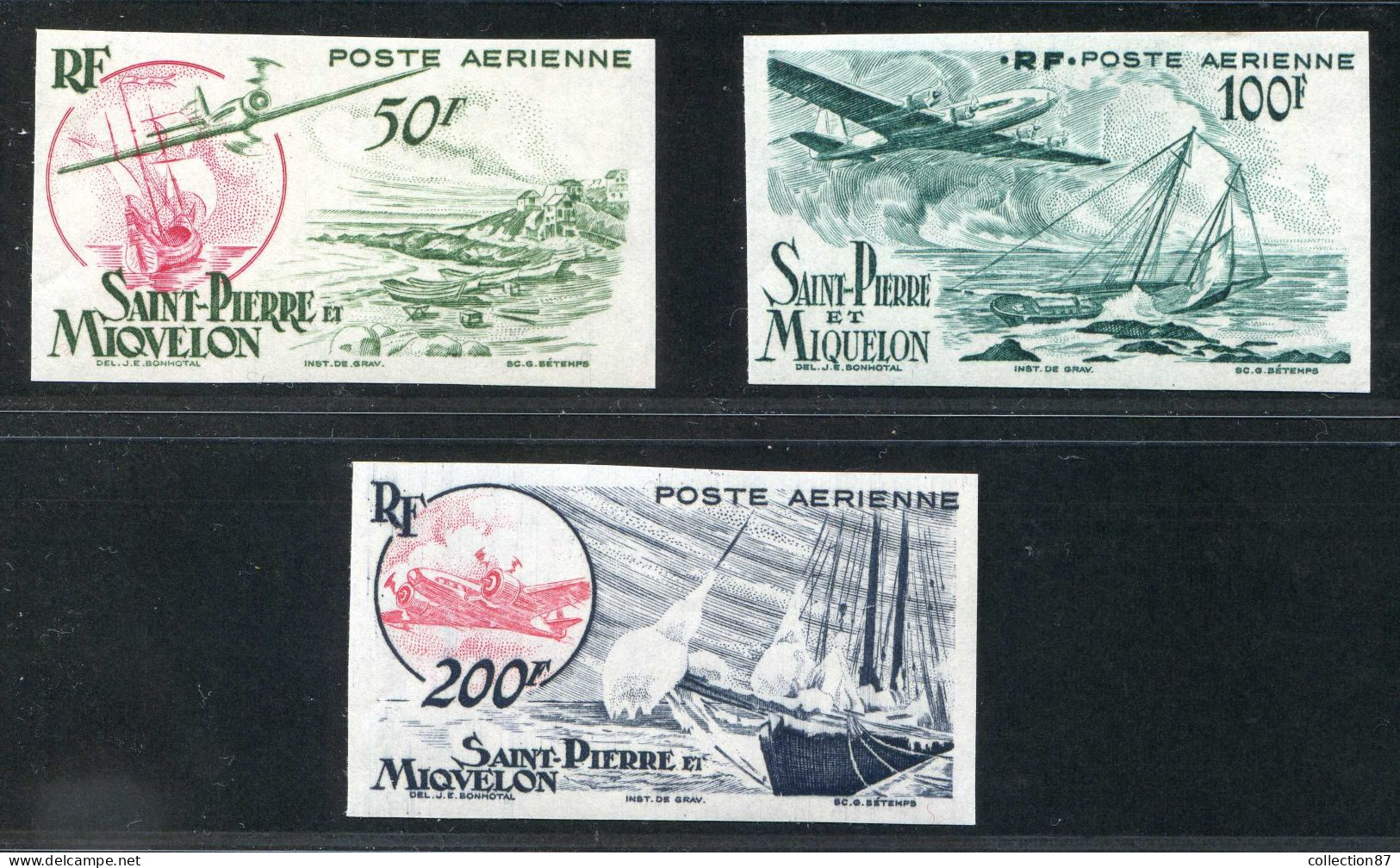 REF 086 > SAINT PIERRE Et MIQUELON < Non Dentelé < PA N° 18** 19** 20** ND Neuf Luxe Voir Dos - Imperf MNH * * < SPM - Nuovi