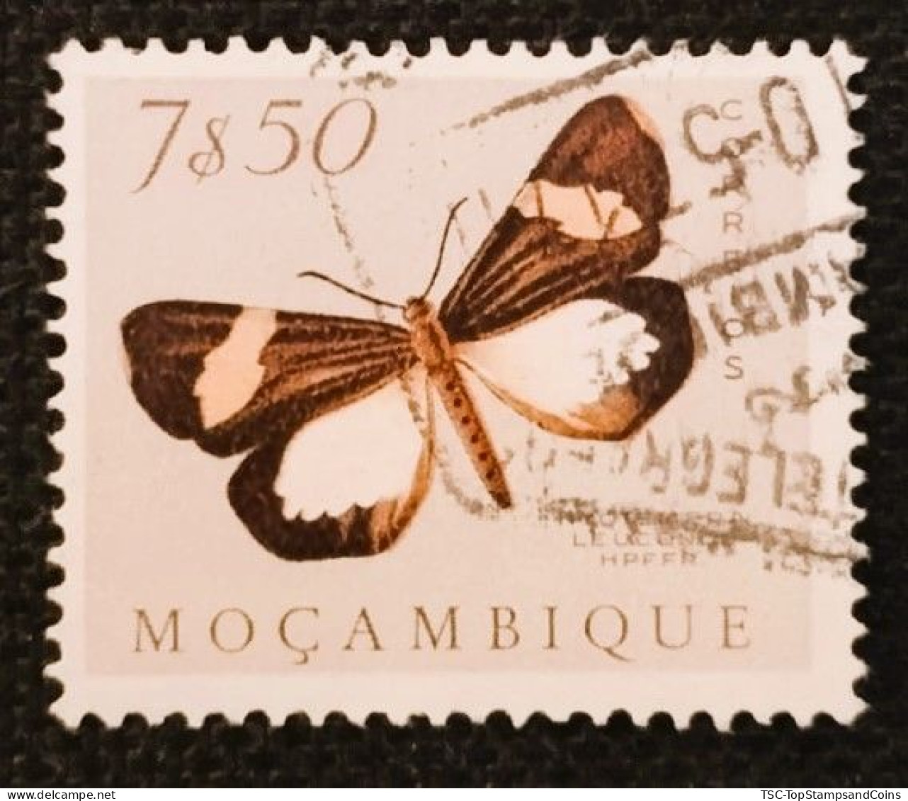 MOZPO0405U6 - Mozambique Butterflies - 7$50 Used Stamp - Mozambique - 1953 - Mosambik