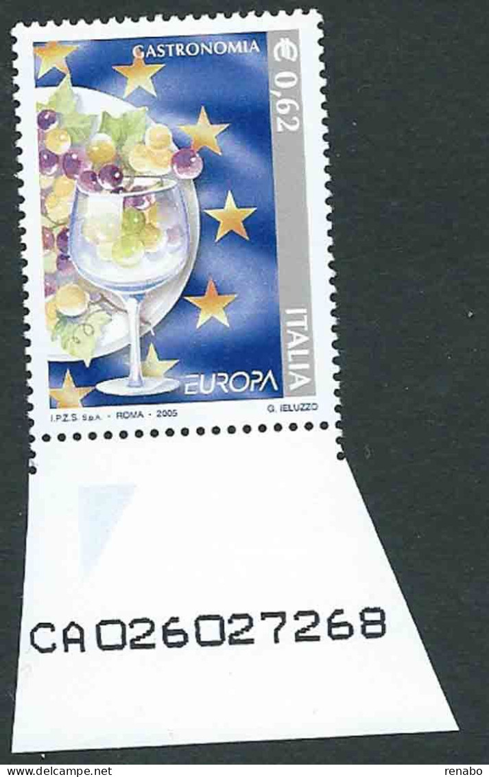 Italia 2005; EUROPA CEPT : Gastronomia Da € 0,62: Francobollo Con Codice Alfanumerico. - 2001-10: Mint/hinged