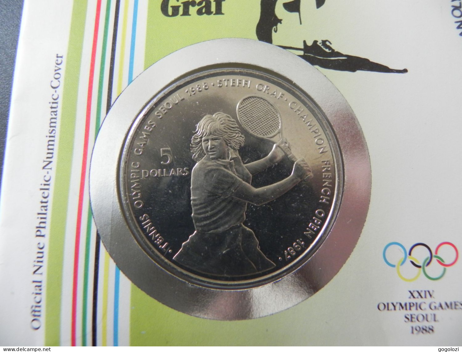 Niue 5 Dollars 1987 - Tennis Olympic Games Seoul 1988 - Steffi Graf - Numis Letter - Niue