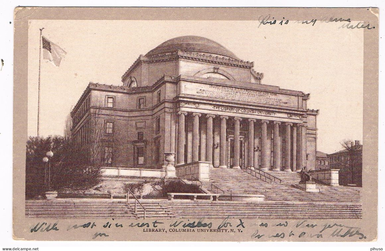 AM-334   NEW YORK : Library, Columbia University - Education, Schools And Universities