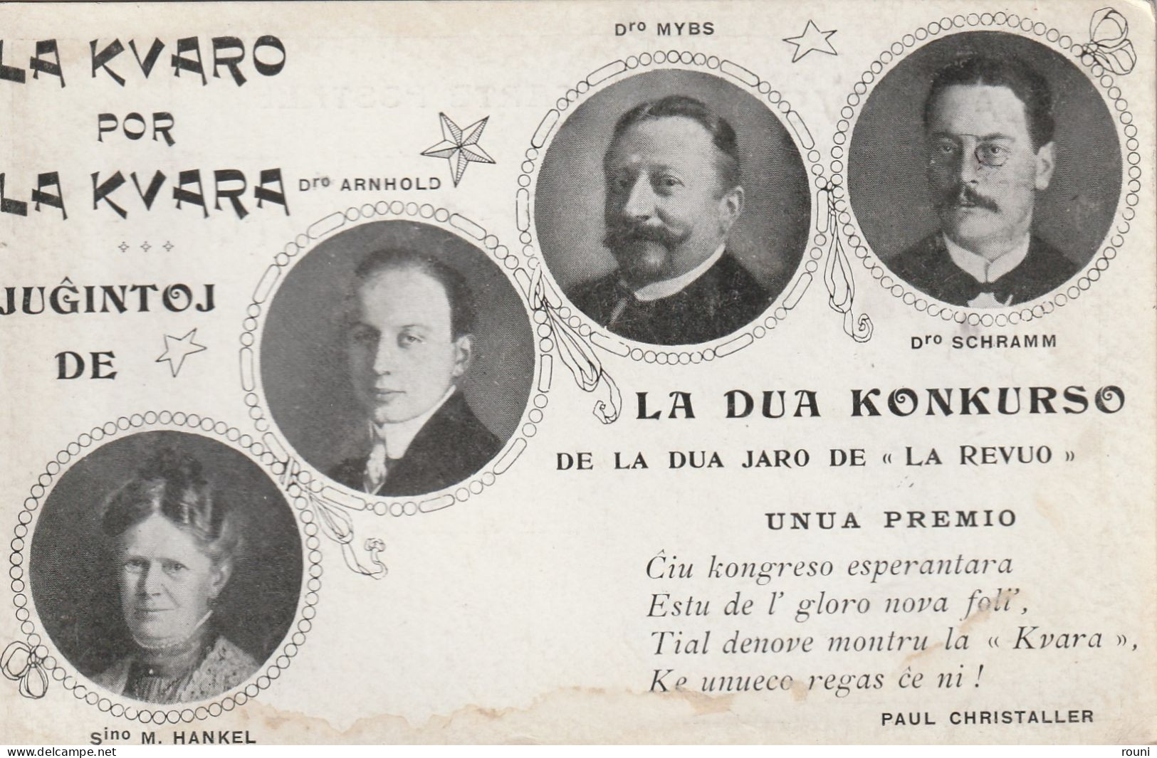 LA KVARO POR LA KVARA  - Les Quatre Juges Du Deuxième Concours De La Deuxième Année (1908) De "La Revuo" : - Esperanto