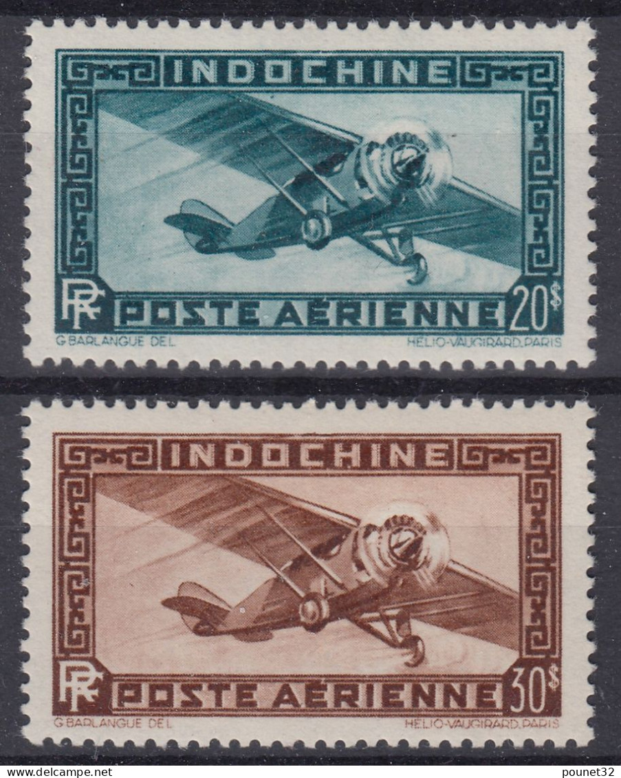 TIMBRE INDOCHINE POSTE AERIENNE N° 46 & 47 NEUFS * GOMME TRACE DE CHARNIERE - Aéreo