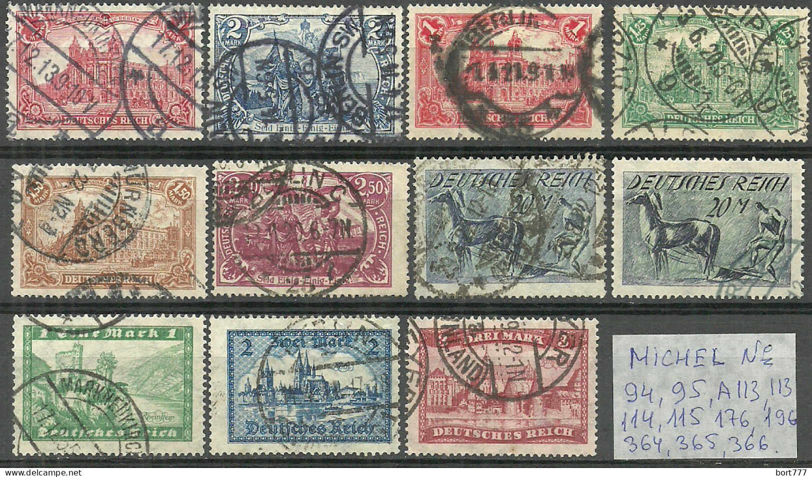 Germany Reich 11 Old Used Stamps - Collections