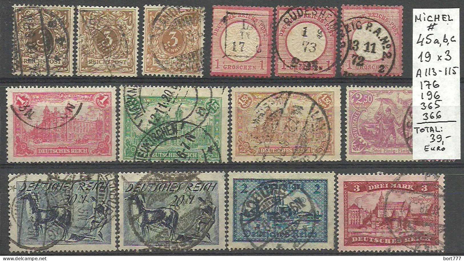 Germany Reich 14 Used Stamps - Sammlungen