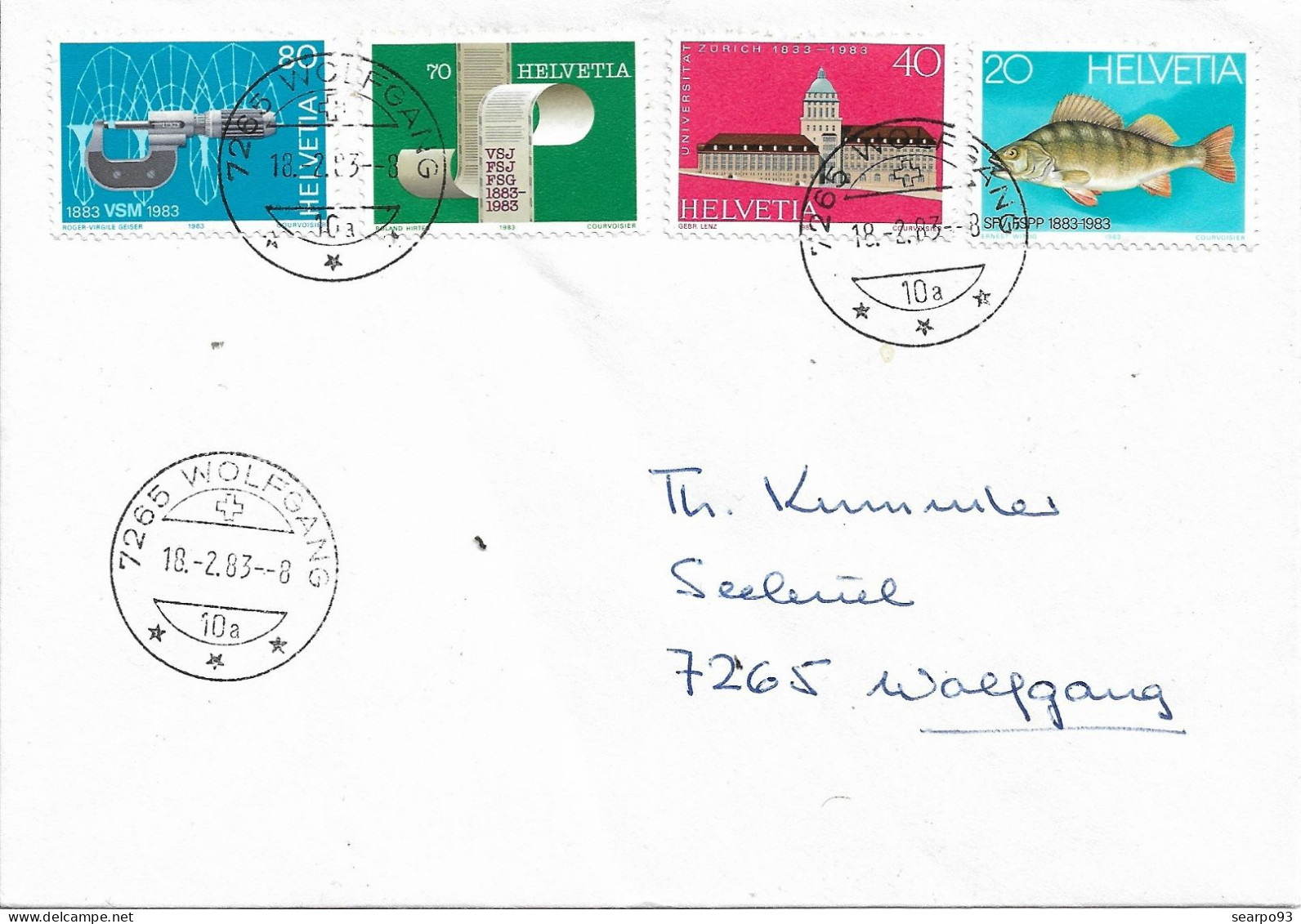 SWITZERLAND. POSTMARK. WOLFGANG. 1983 - Briefe U. Dokumente