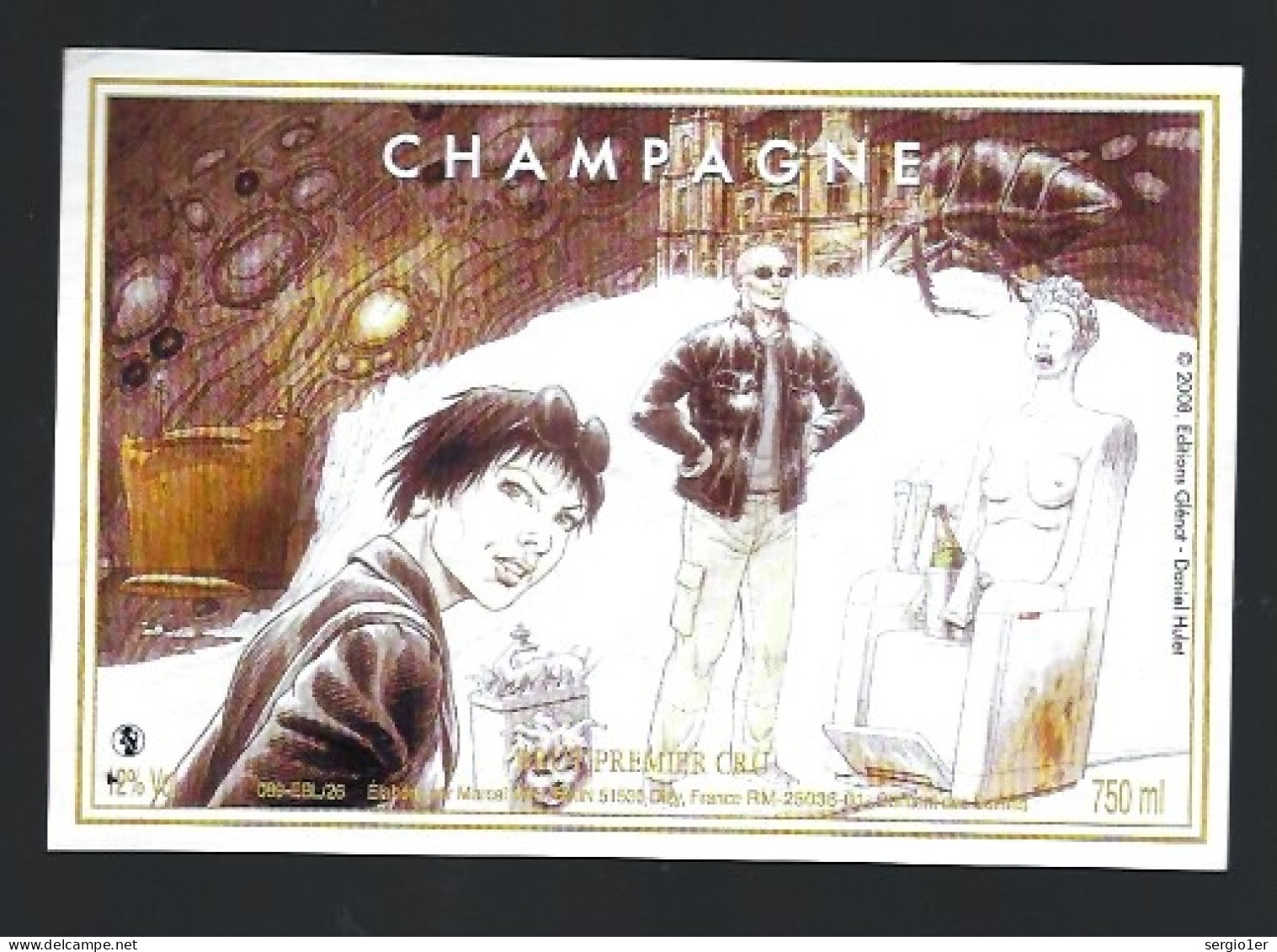Etiquette Champagne  1er Cru Marcel Vautrain Dizy Marne 51  BD Daniel Hulet - Champan