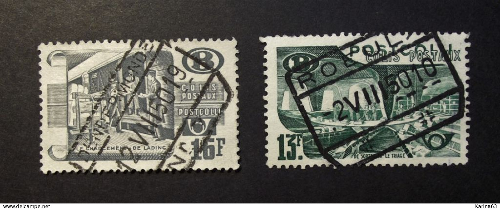 België - Belgique - 1950 / 52  - TR 324  -  326 -  Spoorweg - Timbres Chemins De Fer  Obl/Gestemp. Roeulx - Dendermonde - Afgestempeld