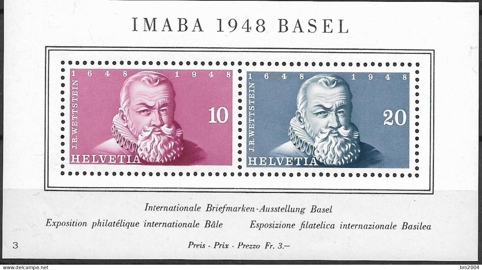 1948 Schweiz Mi. Bl. 13**MNH Internationale Briefmarkenausstellung IMABA 1948, Basel. - Neufs