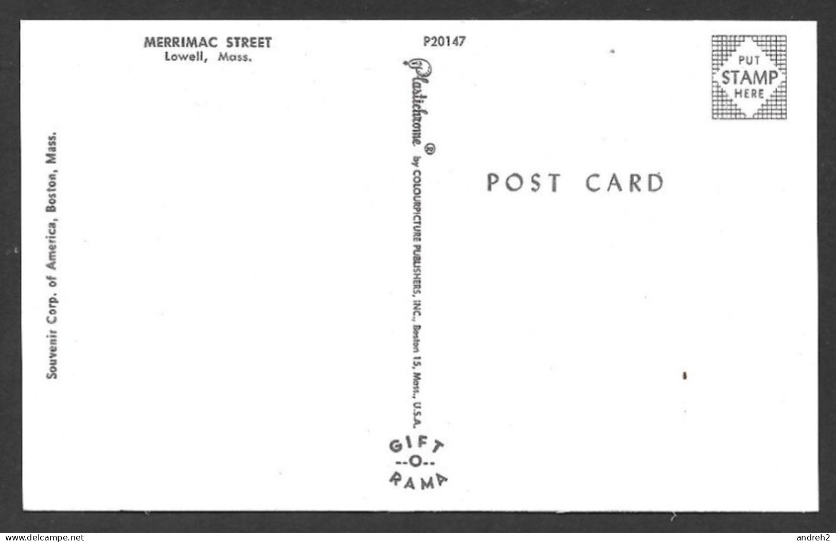 Lowell  - Massachusetts - C.P.A. - Merimac Street - Souvenir Corp. Of America - No: 20147 - Autres & Non Classés