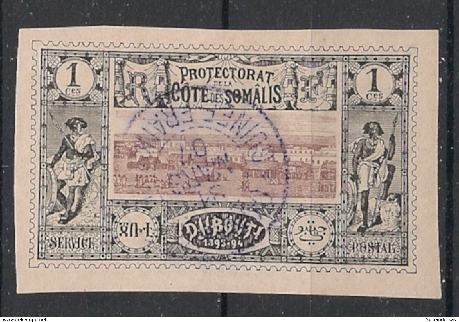 COTE DES SOMALIS - 1894-1900 - N°YT. 6 - Vue De Djibouti 1c Noir - Oblitéré / Used - Used Stamps