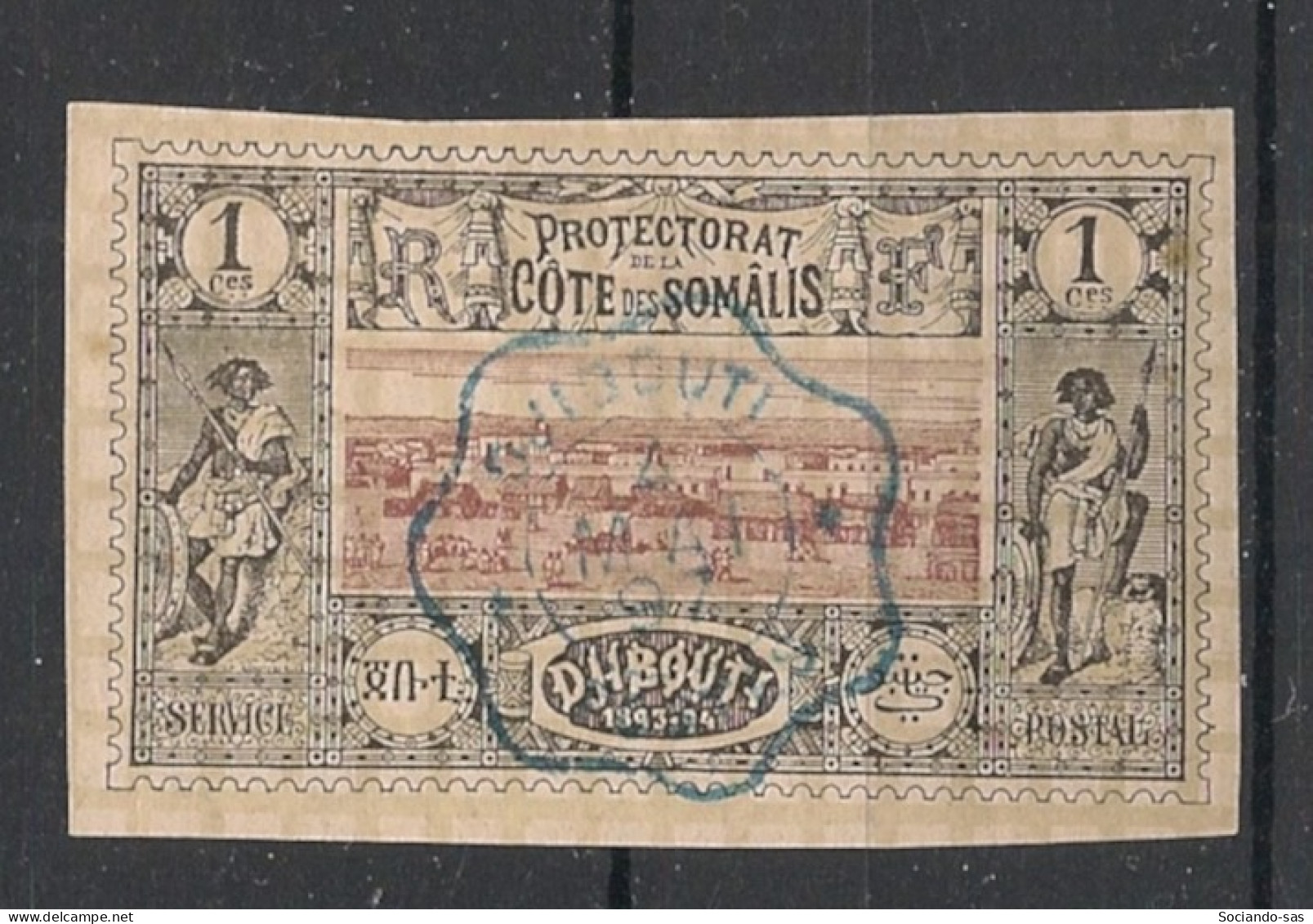 COTE DES SOMALIS - 1894-1900 - N°YT. 6 - Vue De Djibouti 1c Noir - Oblitéré / Used - Gebraucht