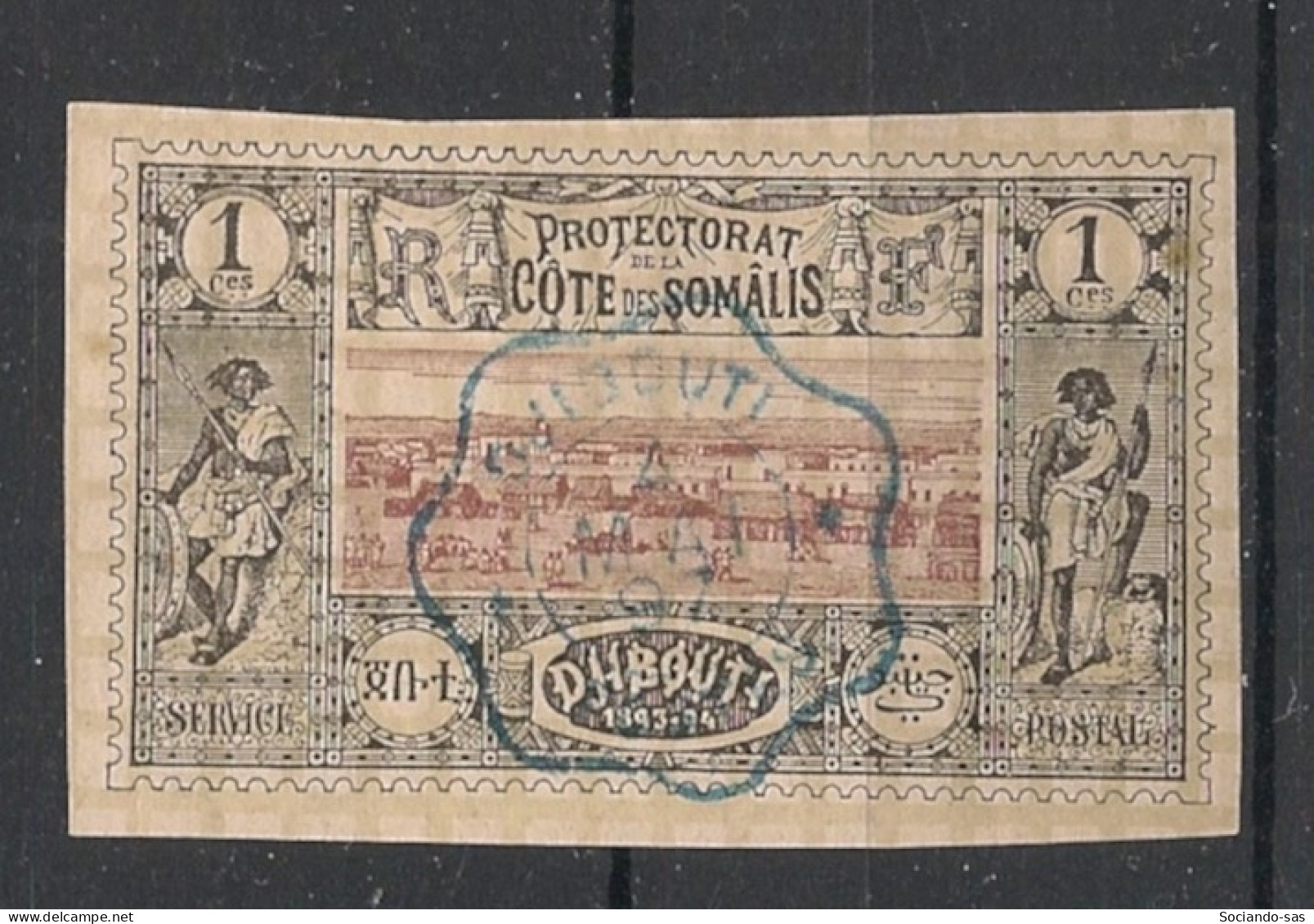 COTE DES SOMALIS - 1894-1900 - N°YT. 6 - Vue De Djibouti 1c Noir - Oblitéré / Used - Usati