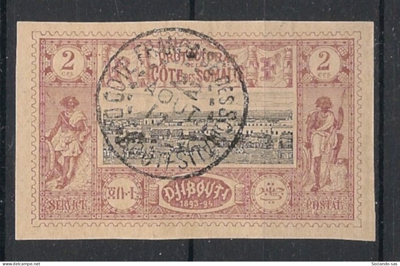 COTE DES SOMALIS - 1894-1900 - N°YT. 7 - Vue De Djibouti 2c Brun-lilas - Oblitéré / Used - Usati