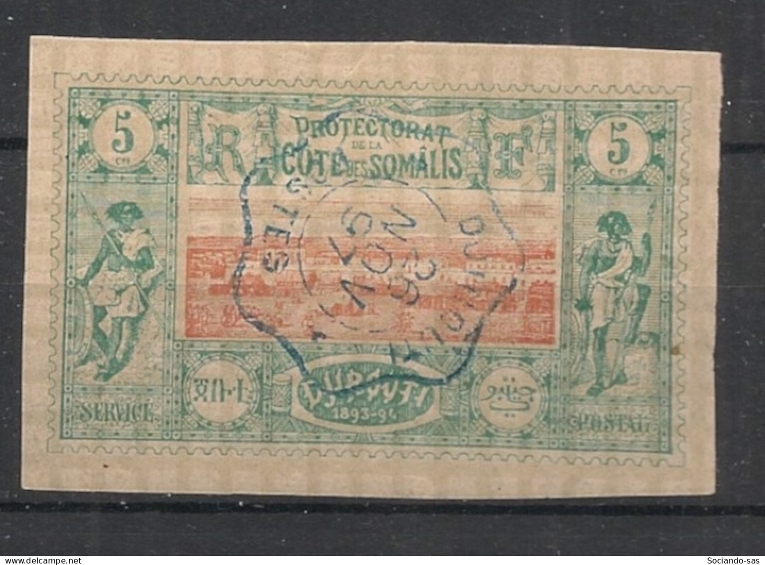 COTE DES SOMALIS - 1894-1900 - N°YT. 9 - Vue De Djibouti 5c Vert - Oblitéré / Used - Gebraucht