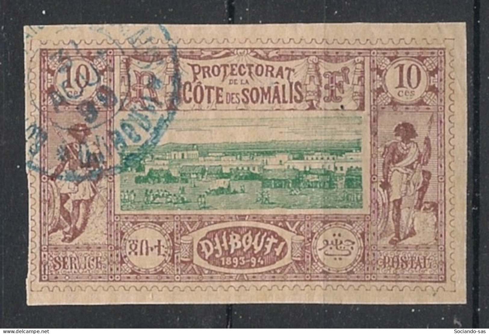 COTE DES SOMALIS - 1894-1900 - N°YT. 10 - Vue De Djibouti 10c Brun-lilas - Oblitéré / Used - Usati