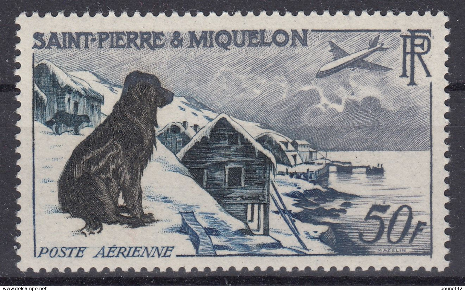 SAINT PIERRE & MIQUELON POSTE AERIENNE CHIEN N° 24 NEUF ** GOMME SANS CHARNIERE - Unused Stamps