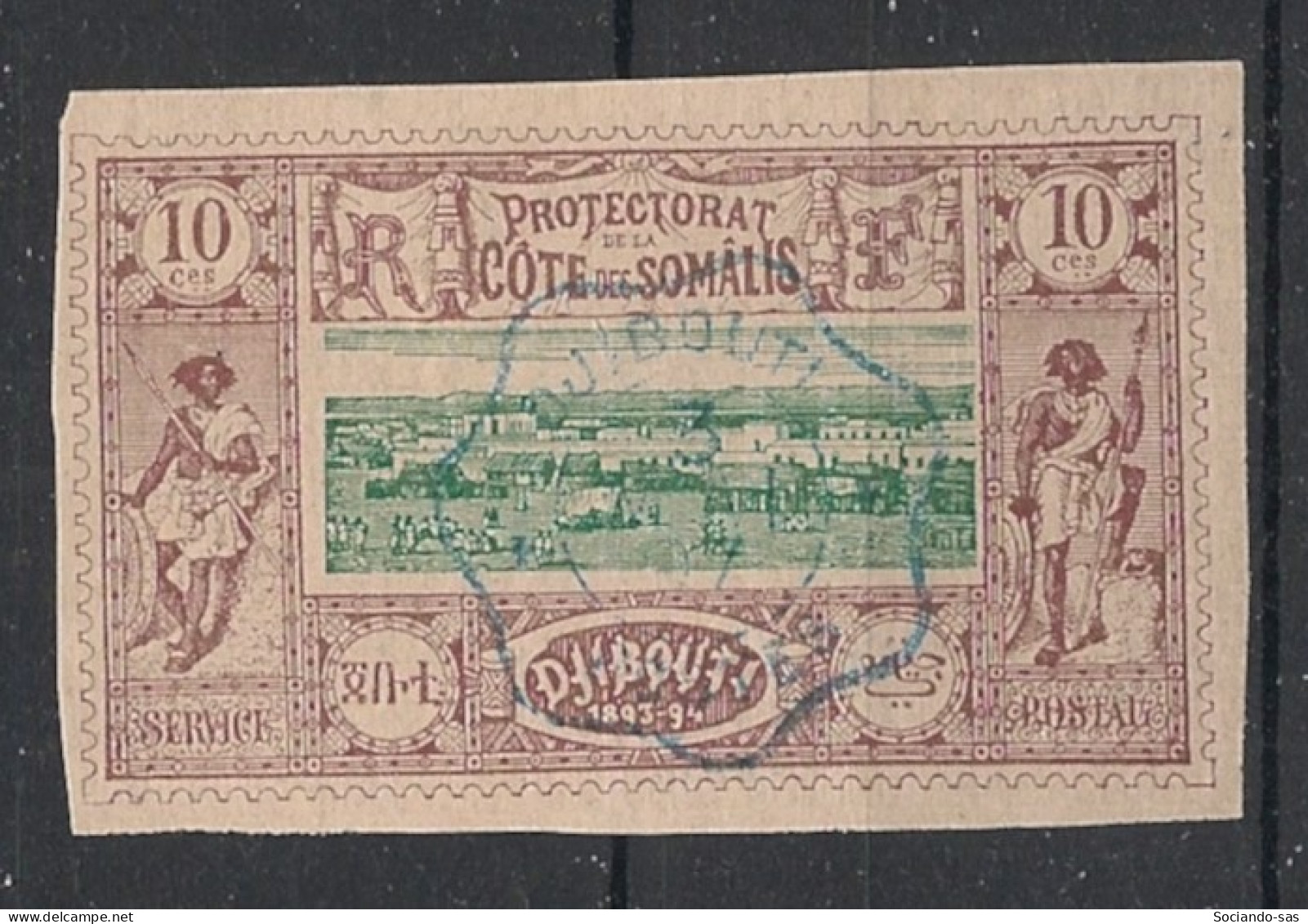 COTE DES SOMALIS - 1894-1900 - N°YT. 10 - Vue De Djibouti 10c Brun-lilas - Oblitéré / Used - Usados