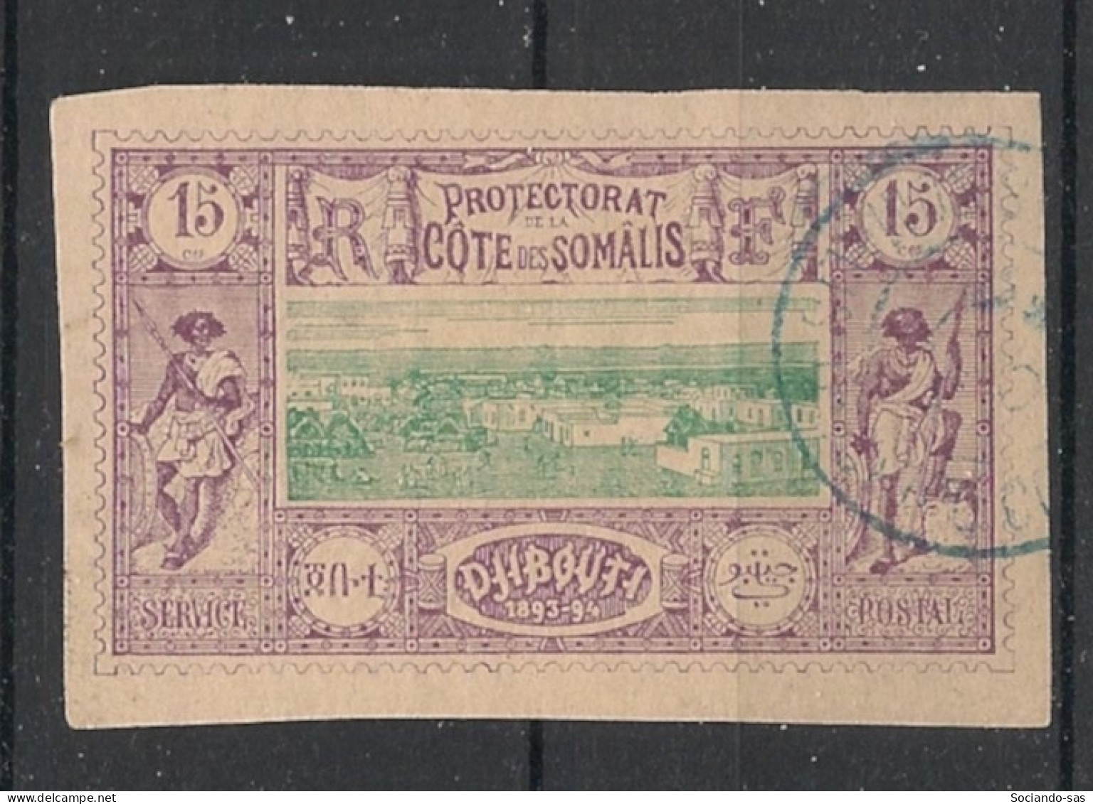 COTE DES SOMALIS - 1894-1900 - N°YT. 11 - Vue De Djibouti 15c Violet - Oblitéré / Used - Gebraucht