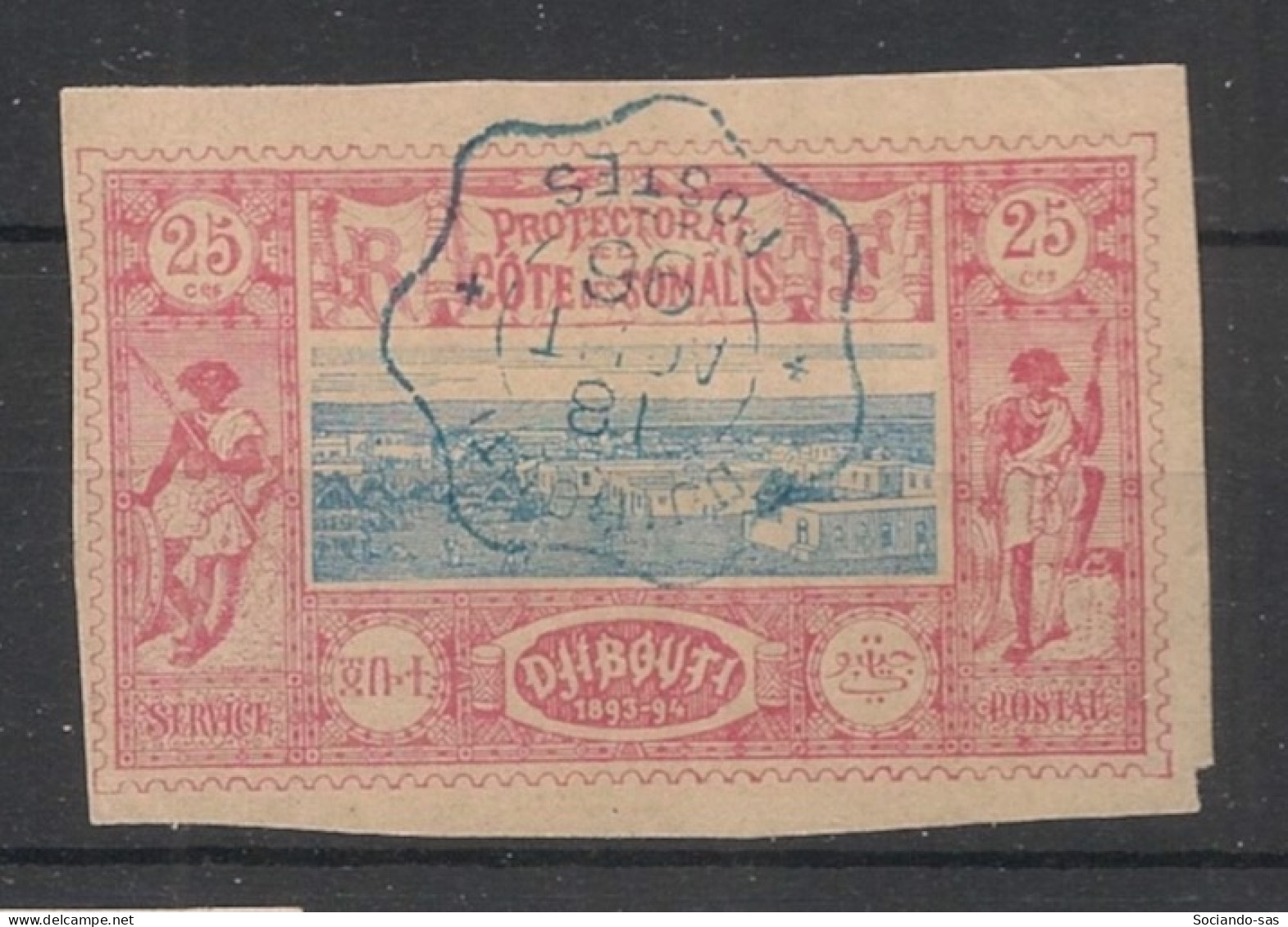 COTE DES SOMALIS - 1894-1900 - N°YT. 12 - Vue De Djibouti 25c Rose - Oblitéré / Used - Gebruikt