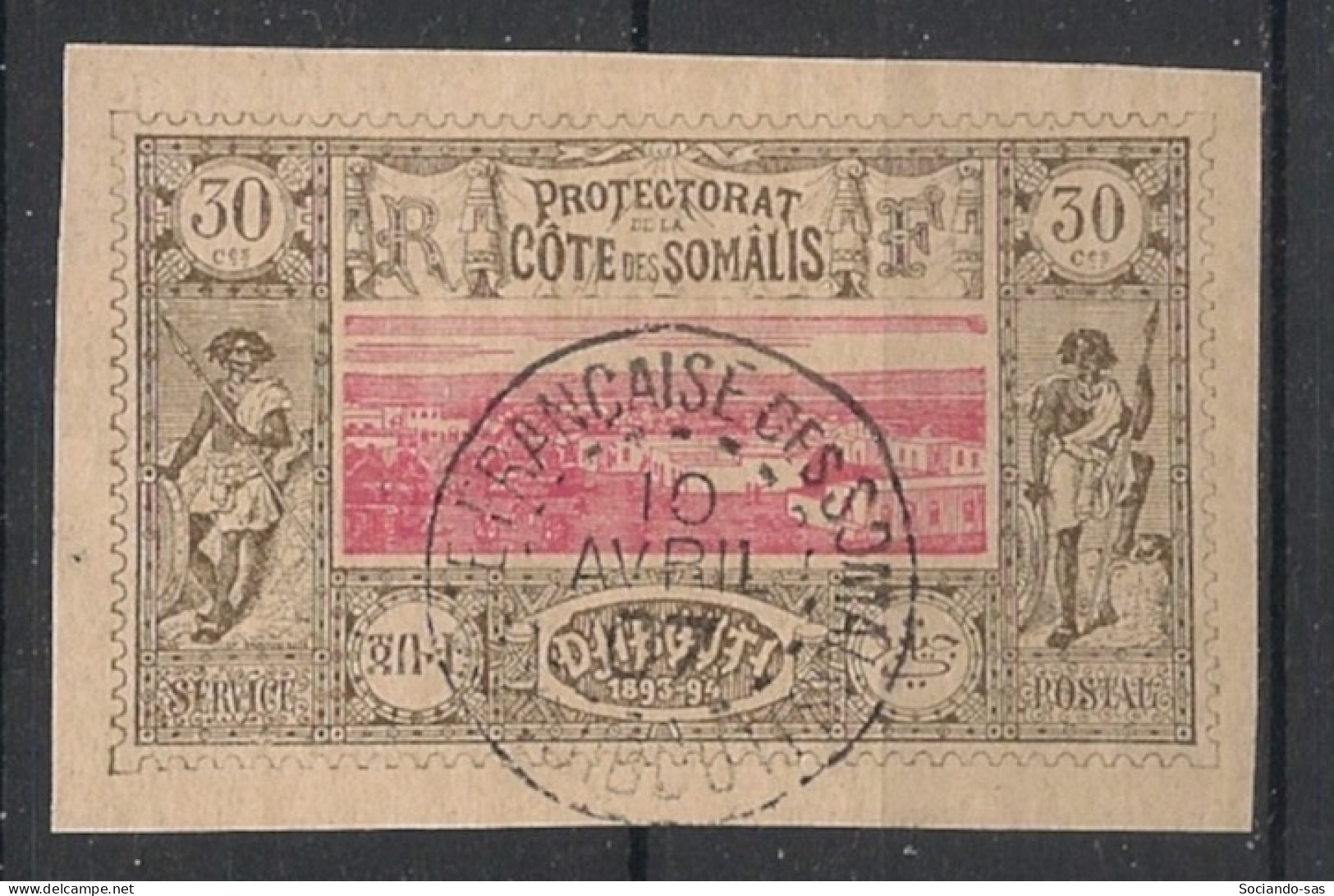 COTE DES SOMALIS - 1894-1900 - N°YT. 13 - Vue De Djibouti 30c Brun-gris - Oblitéré / Used - Gebruikt