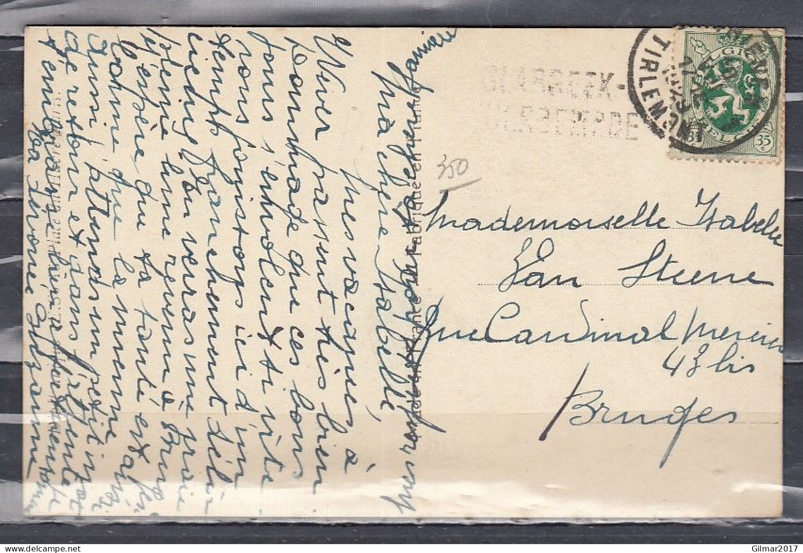 Postkaart Van Thienen Tirlemont Naar Bruges Met Langstempel Glabbeek-Zuurbemde - Linear Postmarks