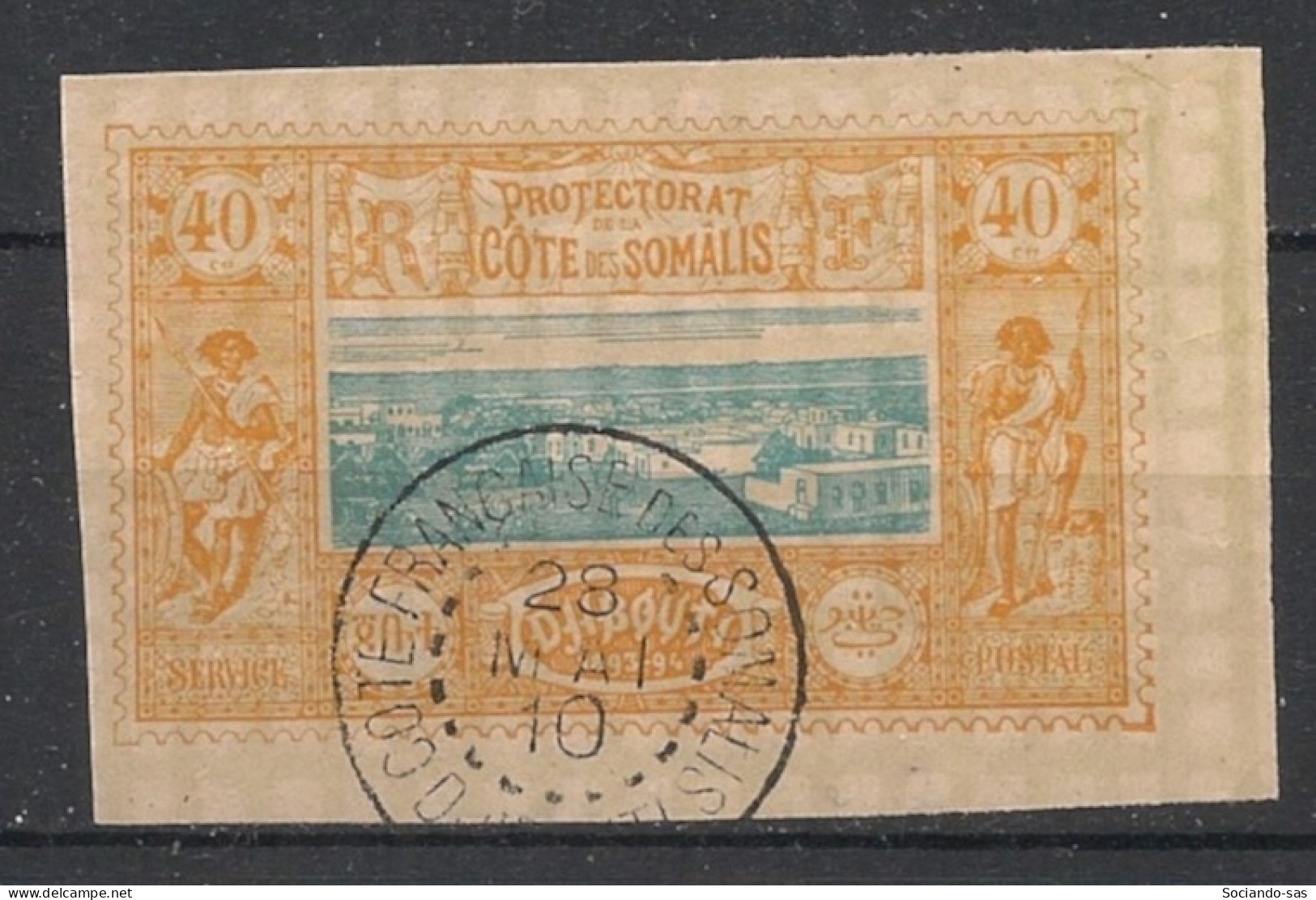 COTE DES SOMALIS - 1894-1900 - N°YT. 14 - Vue De Djibouti 40c Jaune - Oblitéré / Used - Oblitérés